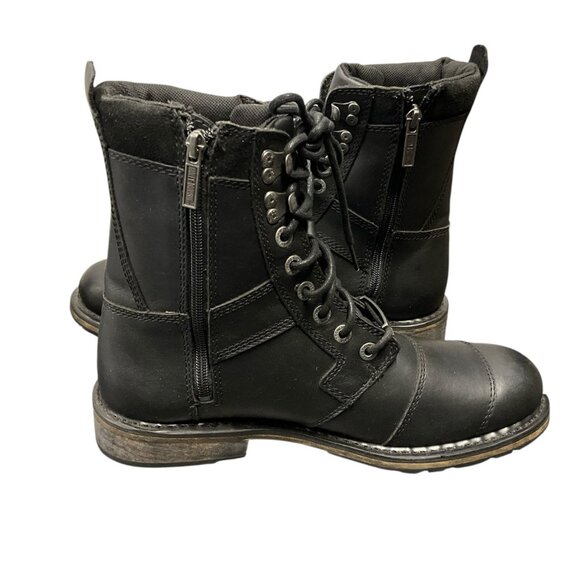 Harley-Davidson Mens Black Leather Lace-Up Riding Boots With Side Zippers - Sz 9 - Picture 6 of 10